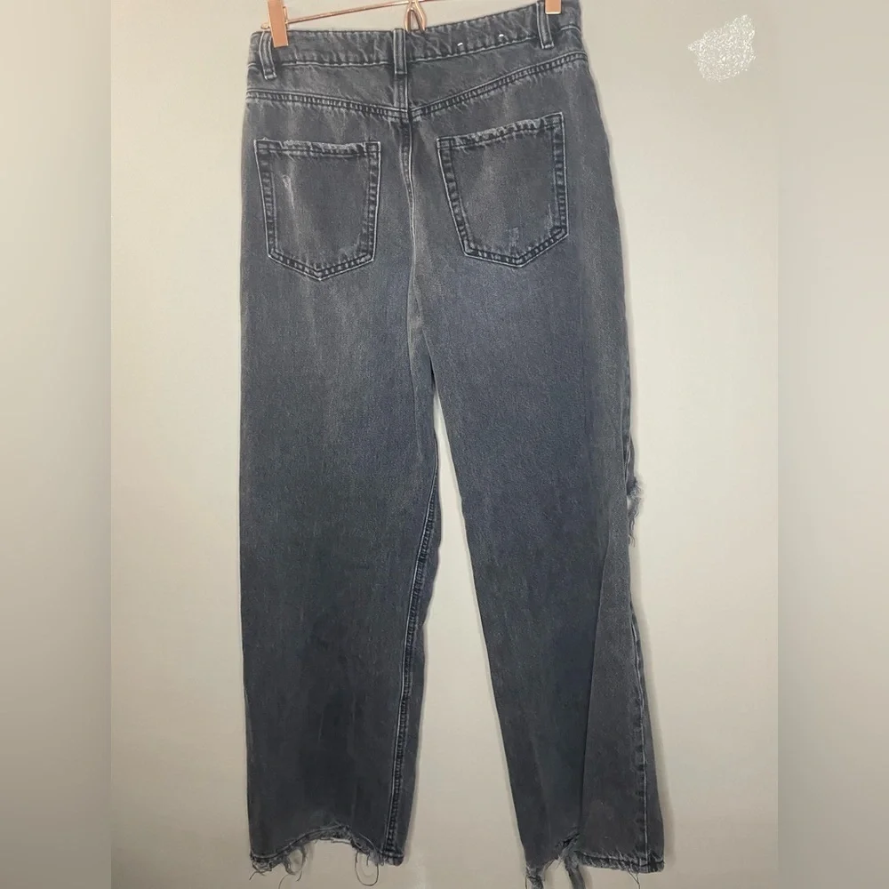Garage Distressed Black Women's High Rise Wide Leg Jeans Size 5